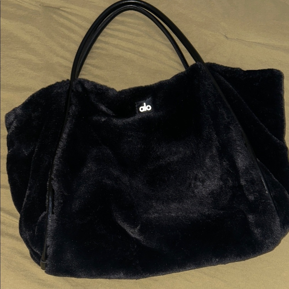 ALO Yoga Black Plush Tote Bag